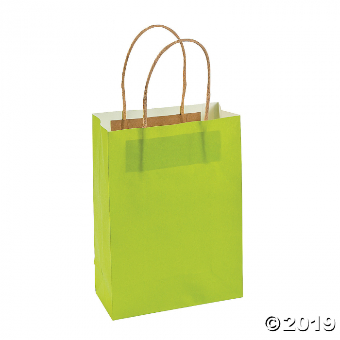 Medium Lime Green Kraft Paper Gift Bags (Per Dozen)