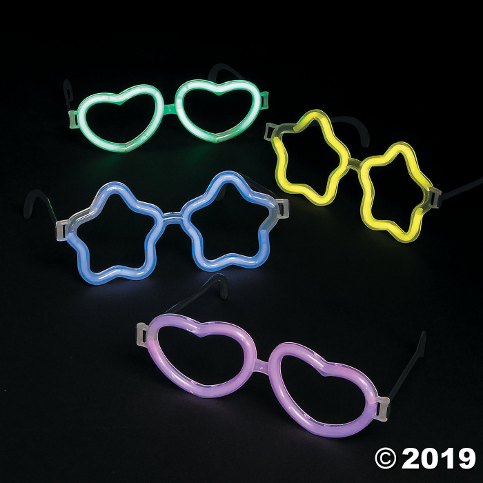 Heart & Star Glow Glasses (Per Dozen)