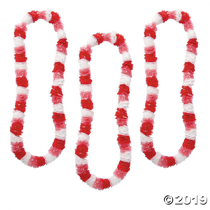 Tri-Color Valentine Plastic Leis - 12 Pc. (Per Dozen)
