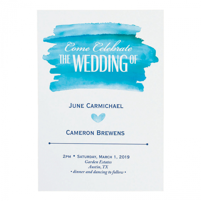 Personalized Blue Watercolor Wedding Invitations (25 Piece(s))