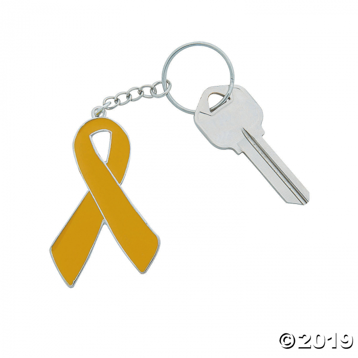 Gold Awareness Ribbon Keychains (Per Dozen)