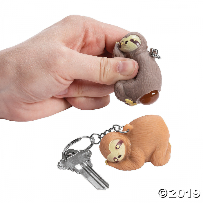 Squeeze & Poop Sloth Keychains (Per Dozen)