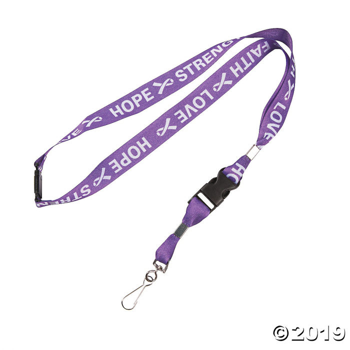 Purple Ribbon Awareness Lanyards (Per Dozen)