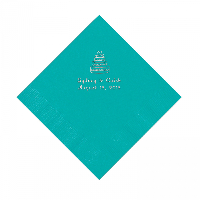 Teal Wedding Cake Personalized Napkins - Luncheon (50 Piece(s))