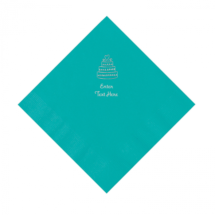 Teal Wedding Cake Personalized Napkins - Luncheon (50 Piece(s))