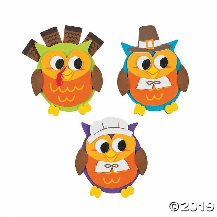 Owl Thanksgiving Magnet Craft Kit (Makes 12)