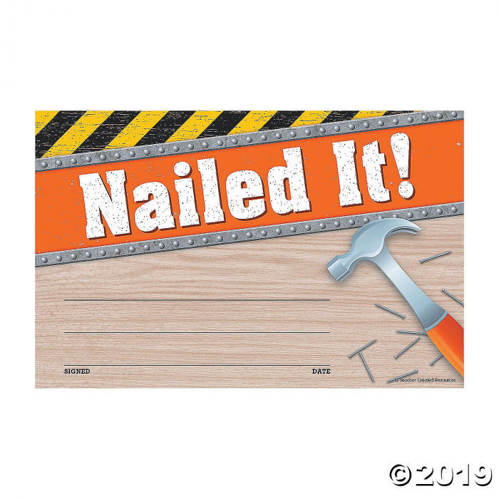 Under Construction Nailed It Award Certificates (30 Piece(s))
