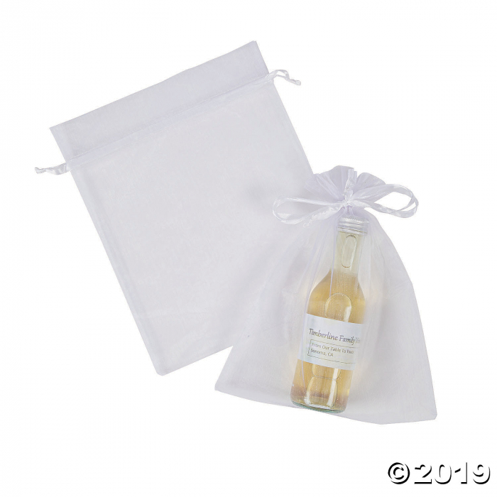 Large White Organza Drawstring Bags (Per Dozen)