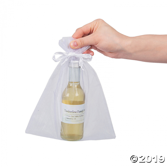 Large White Organza Drawstring Bags (Per Dozen)