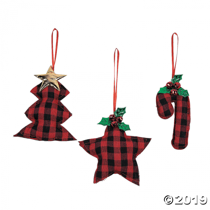 Buffalo Plaid Ornaments (Per Dozen)