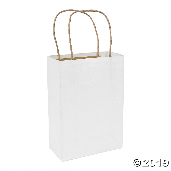 White Medium Kraft Paper Gift Bags (Per Dozen)