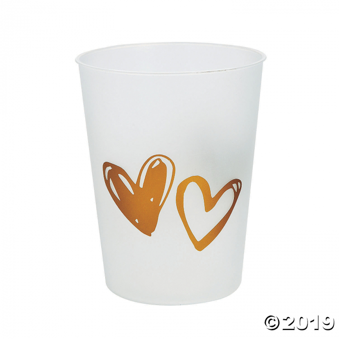 Gold Hearts Plastic Cups (24 Piece(s))