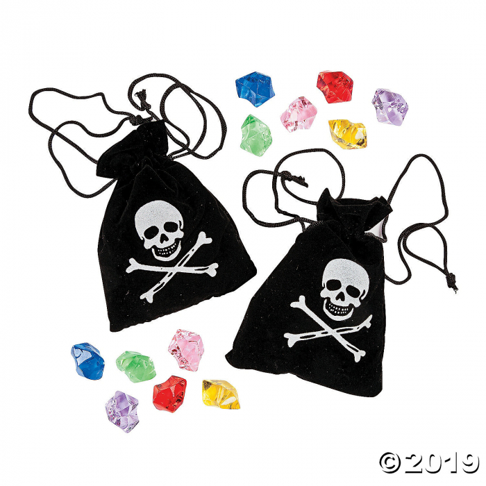 Pirate Drawstring Bags with Jewels (Per Dozen)