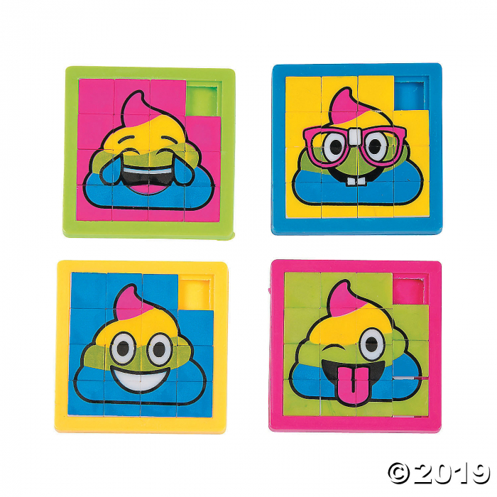 Rainbow Poop Emoji Slide Puzzles (Per Dozen)