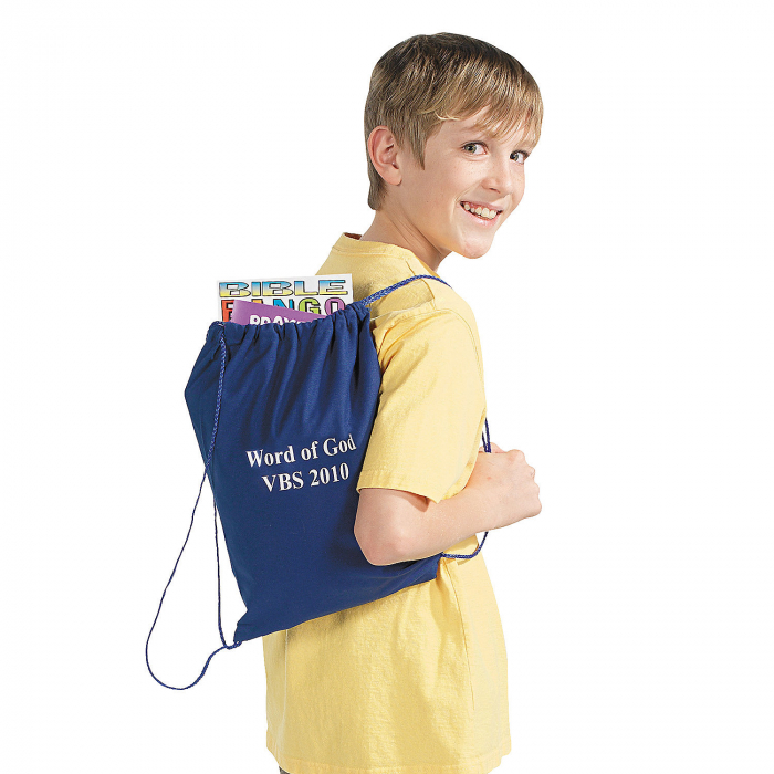 Personalized Blue Drawstring Bags (Per Dozen)