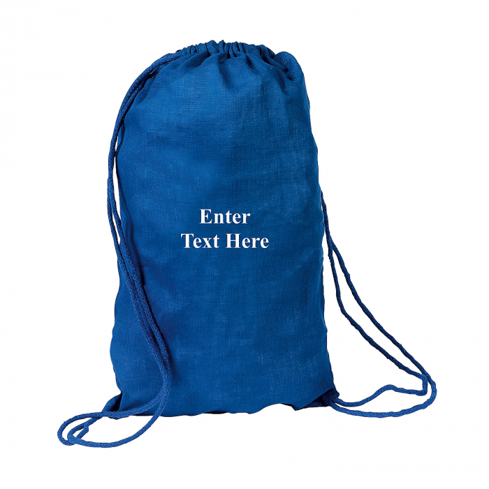Personalized Blue Drawstring Bags (Per Dozen)