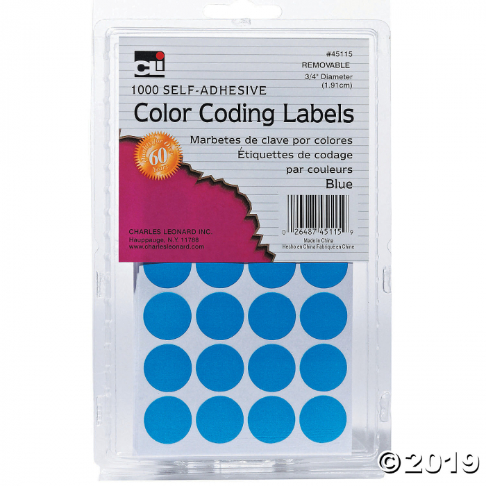 Blue Color Coding Labels, Pack of 1000, Set of 12 Packs (12 Piece(s))