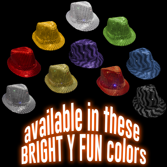 LED Flashing Sequined Fedoras