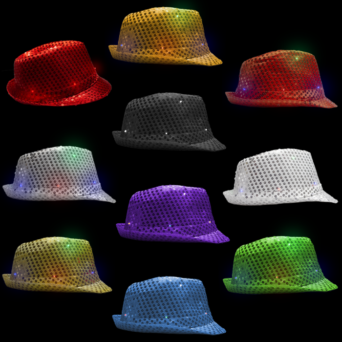 LED Flashing Sequined Fedoras