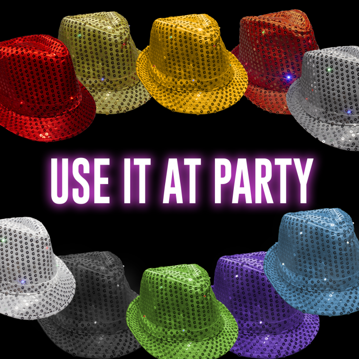 LED Flashing Sequined Fedoras