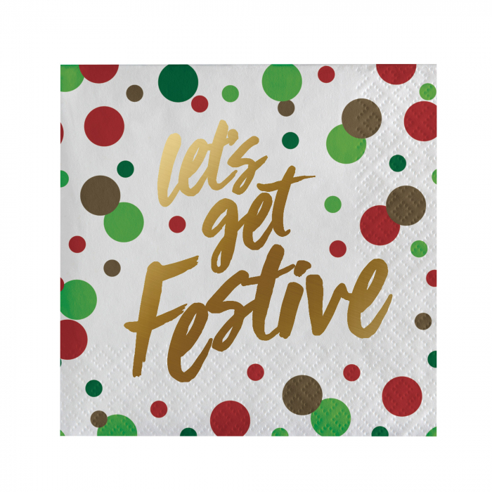 Lets Get Festive Beverage Napkins (Per 16 pack)