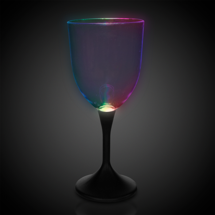 LED Light Up Wine Glass Black Stem - 10 oz.