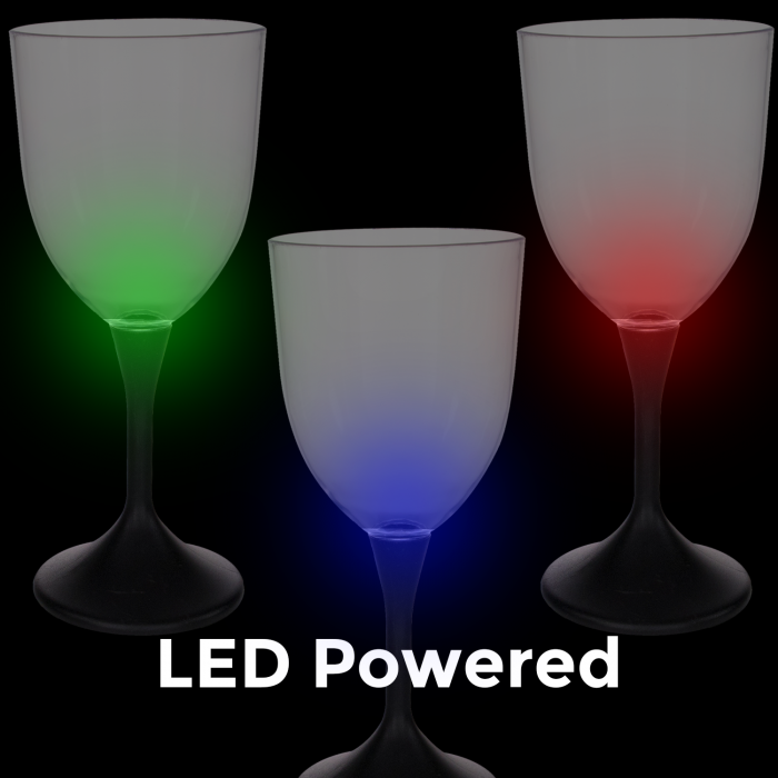 LED Light Up Wine Glass Black Stem - 10 oz.