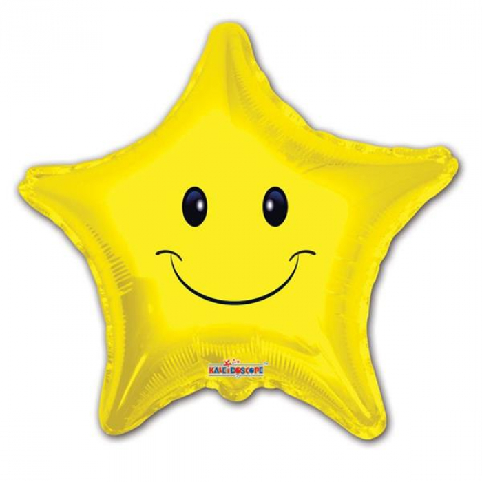 Smiley Face Star Shaped Metallic 18" Balloon