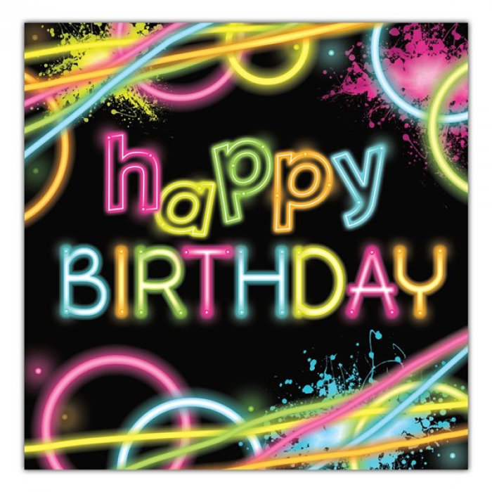 Glow Party Birthday Lunch Napkins (Per 16 pack)