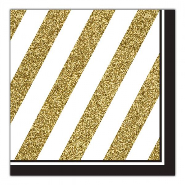 Black & Gold Lunch Napkins (Per 16 pack)