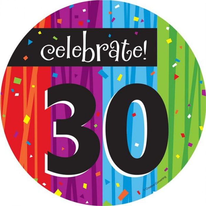 Rainbow Celebration 30th Birthday 7" Plates (Per 8 pack)