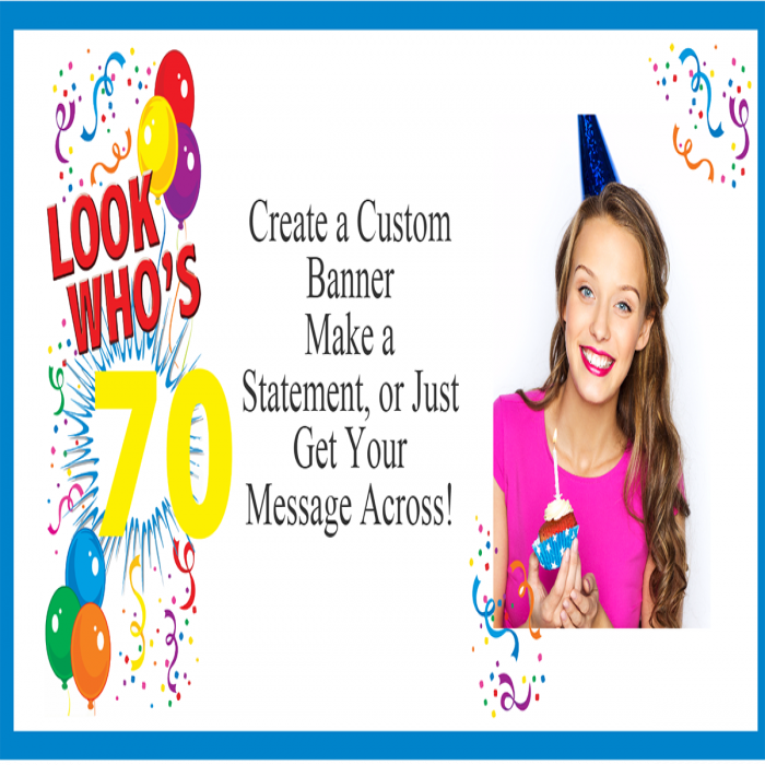 Look Who's 70 Custom Photo Banner - 12 x 24