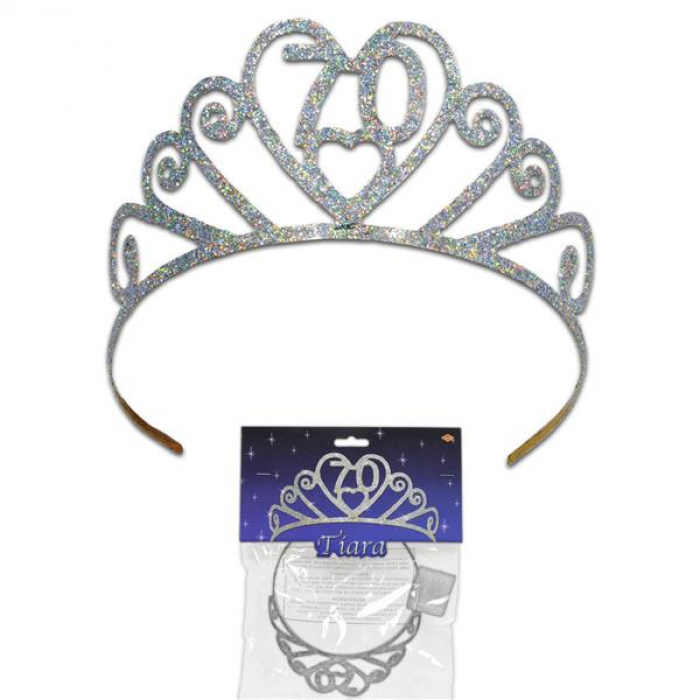 Glitter Heart 70 Birthday Tiara