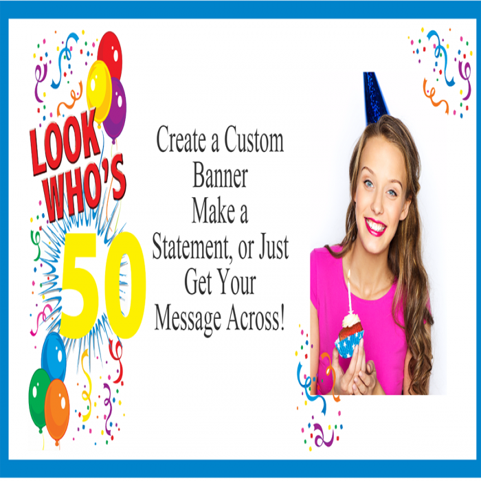 Look Who's 50 Custom Photo Banner - 12 x 24