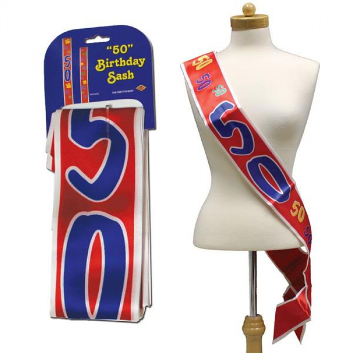 50 Birthday Satin Sash (Per Piece)