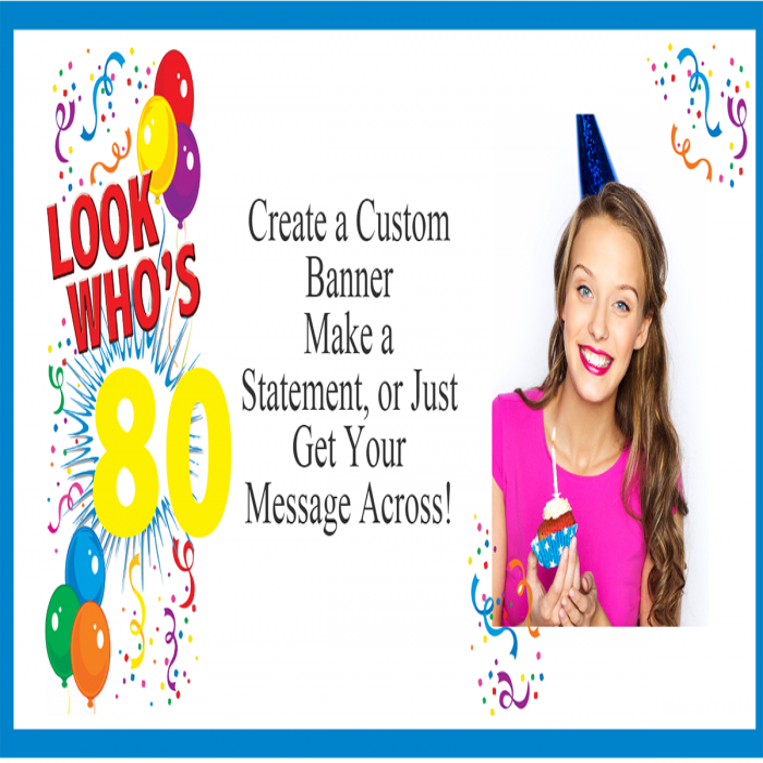 Look Who's 80 Custom Photo Banner - 12 x 24
