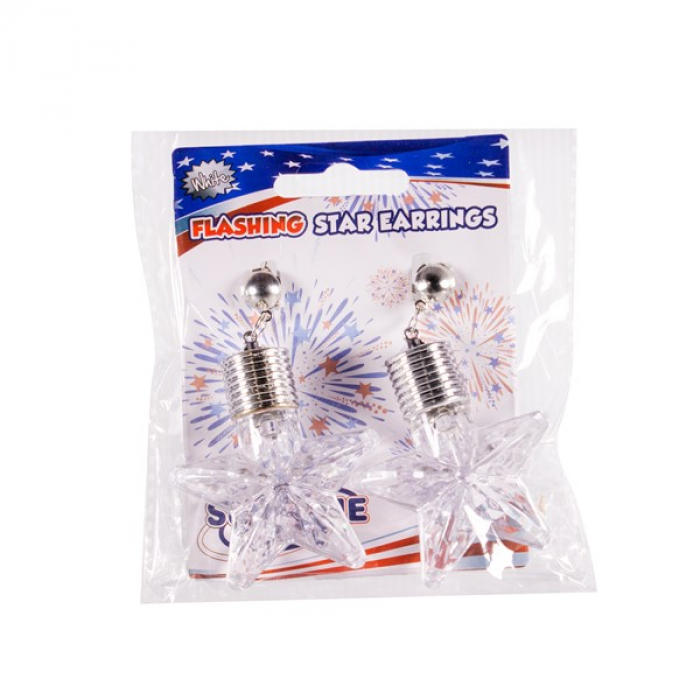 LED White Star Clip-On Earrings (Per pair)