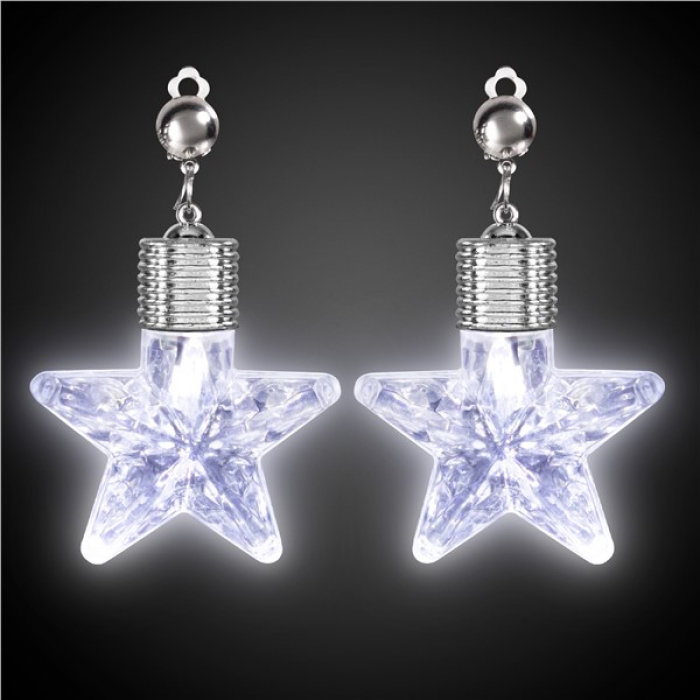 LED White Star Clip-On Earrings (Per pair)
