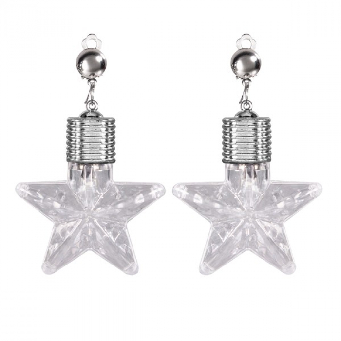 LED White Star Clip-On Earrings (Per pair)