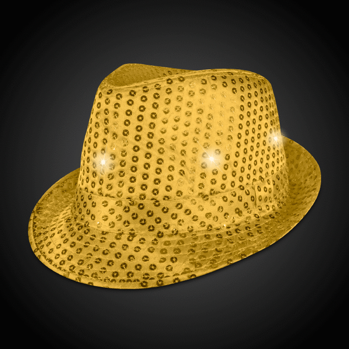 LED Gold Sequin Fedora Hat