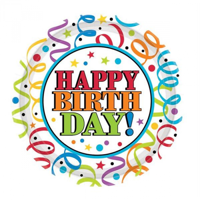 Birthday Ribbons 9" Plates (Per Unit)