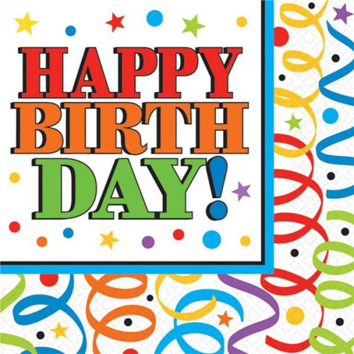 Birthday Ribbons Beverage Napkins (Per Unit)