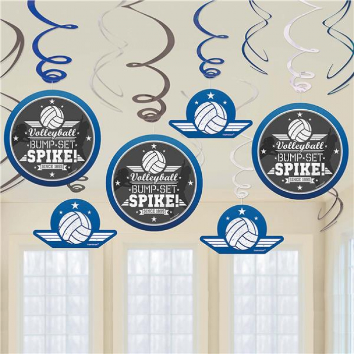 Volleyball Swirl Decorations (Per 12 pack)