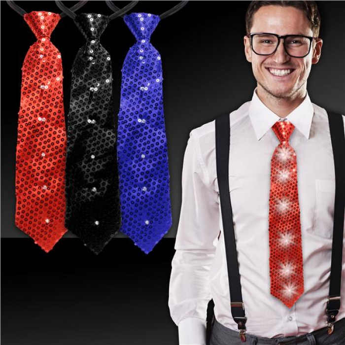 Blue Sequin LED Necktie