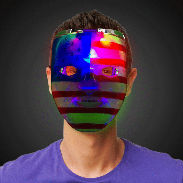 LED American Flag Double Face Mask