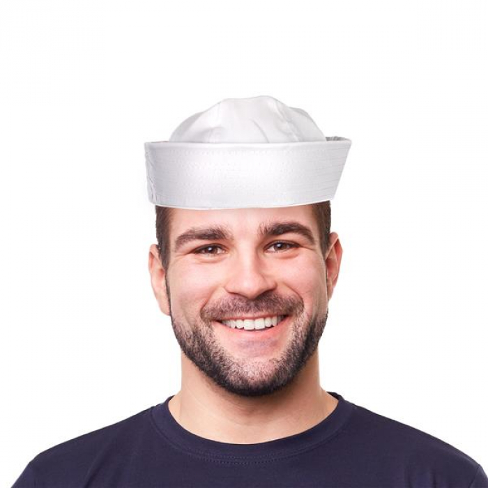 White Cloth Sailor Hats (Per 12 pack)
