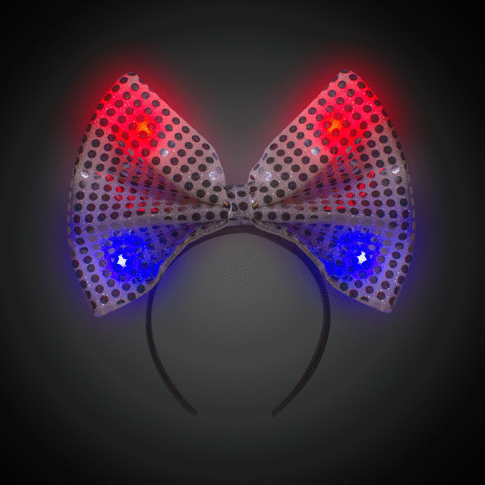 LED Silver Sequin Bow Headband