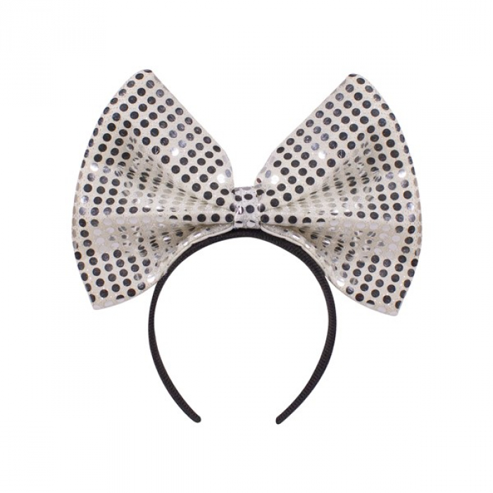 LED Silver Sequin Bow Headband