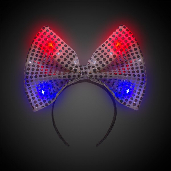 LED Silver Sequin Bow Headband
