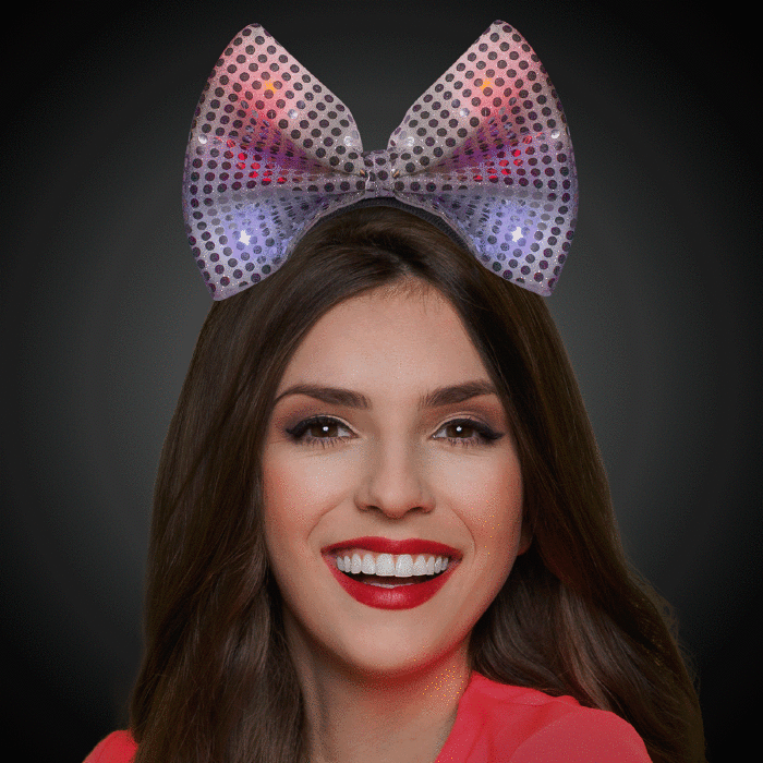 LED Silver Sequin Bow Headband
